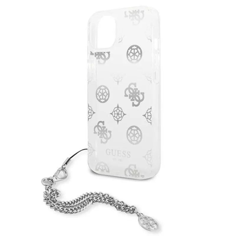 Guess Peony Chain Handle - Dėklas skirtas iPhone 13 mini (sidabrinis)