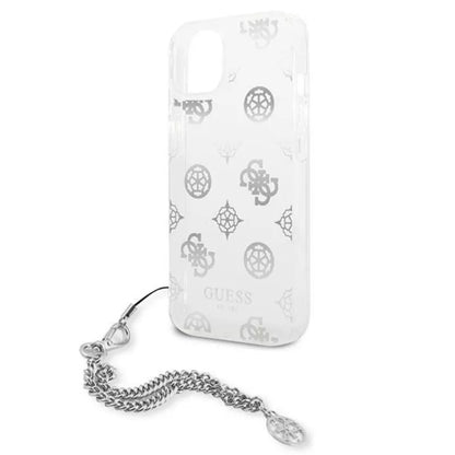 Guess Peony Chain Handle - Dėklas skirtas iPhone 13 mini (sidabrinis)