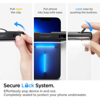 Spigen A601 universalus vandeniui atsparus dėklas – dėklas išmaniesiems telefonams iki 6,9 colio (skaidrus)