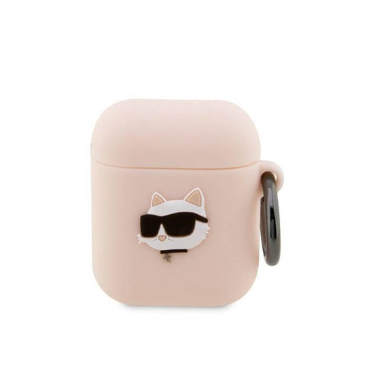 Karl Lagerfeld silikoninis NFT Choupette Head 3D - AirPods 1/2 kartos dėklas (rožinis)