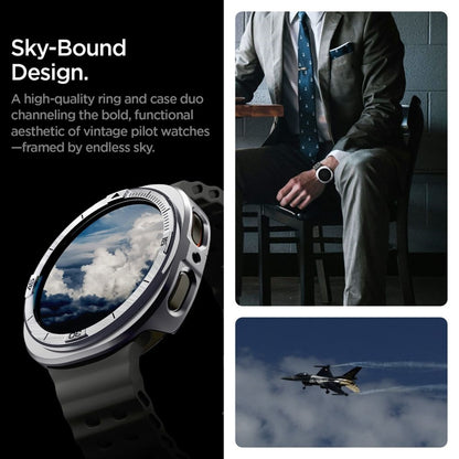 Spigen Tune Pro Pilot Rėmelis / Apsauginis dėklas, skirtas Samsung Galaxy Watch 8 44 mm (Sidabrinis)