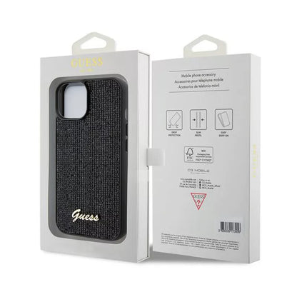 Guess Disco Metal Script - iPhone 14 dėklas (juodas)
