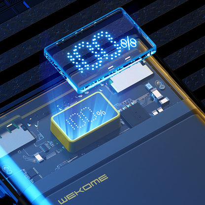 WEKOME WP-321 Vanguard serija – Power bank 20000 mAh Itin greitas įkrovimas PD 20W + QC 22.5W (Juoda / Permatoma)