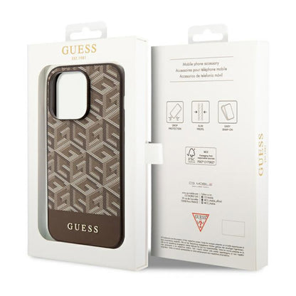 Guess GCube Stripes MagSafe – Dėklas, skirtas „iPhone 14 Pro Max“ (ruda)