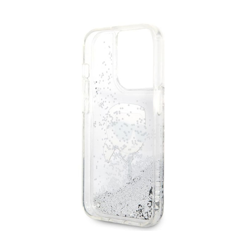 Karl Lagerfeld Liquid Glitter NFT Karl's Head – dėklas, skirtas iPhone 14 Pro Max (sidabrinis)