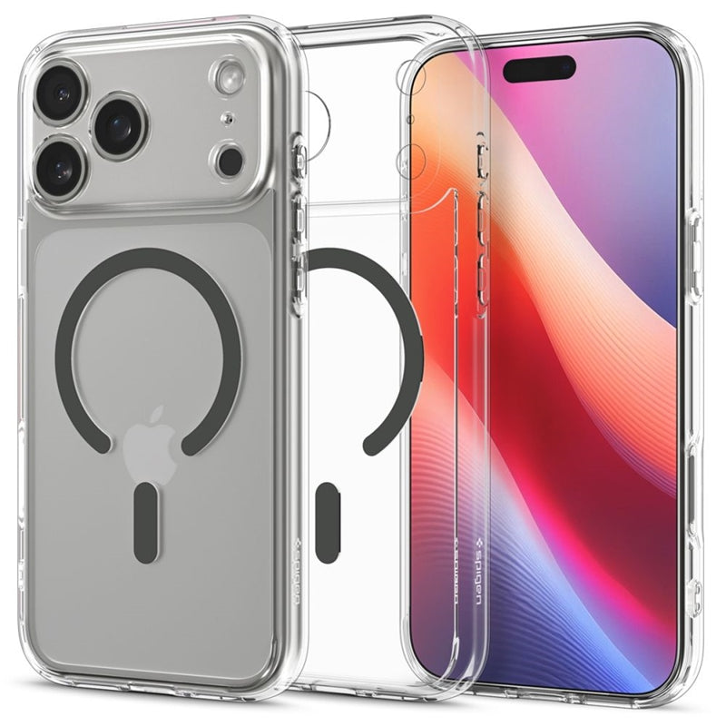 Spigen Ultra Hybrid Mag MagSafe dėklas, skirtas iPhone 17 Pro Max (Skaidrus/Grafitinis)