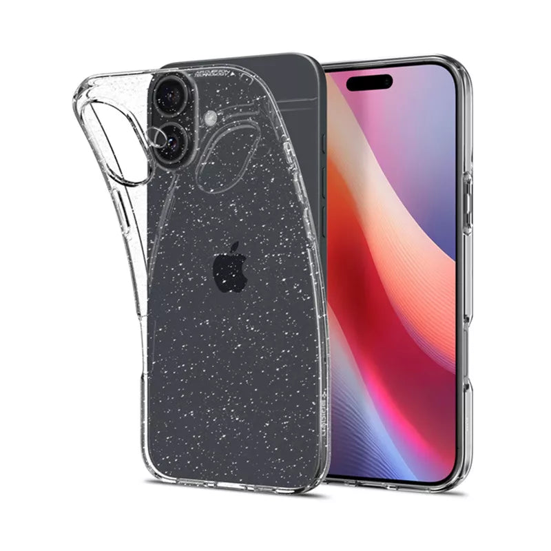 Spigen Liquid Crystal Glitter – dėklas „iPhone 16 Plus“ (skaidrus)
