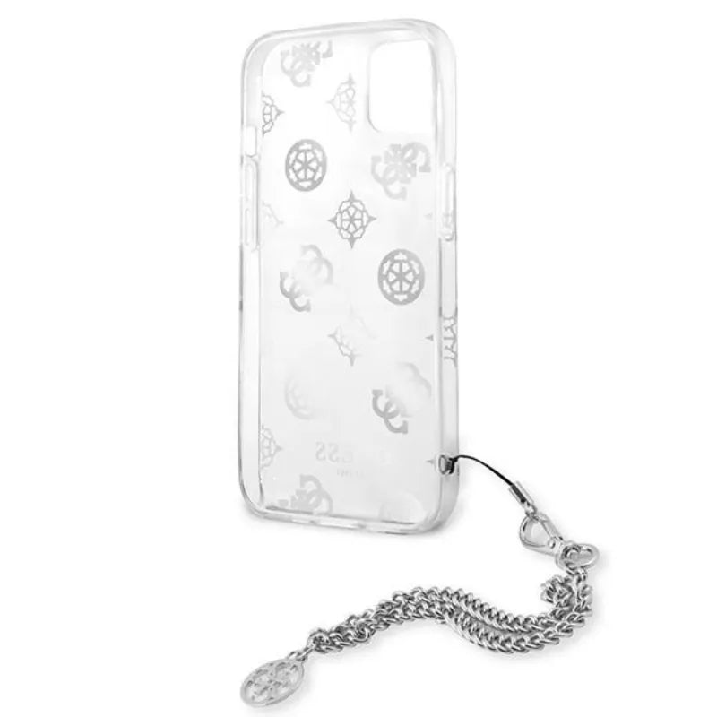 Guess Peony Chain Handle - Dėklas skirtas iPhone 13 mini (sidabrinis)