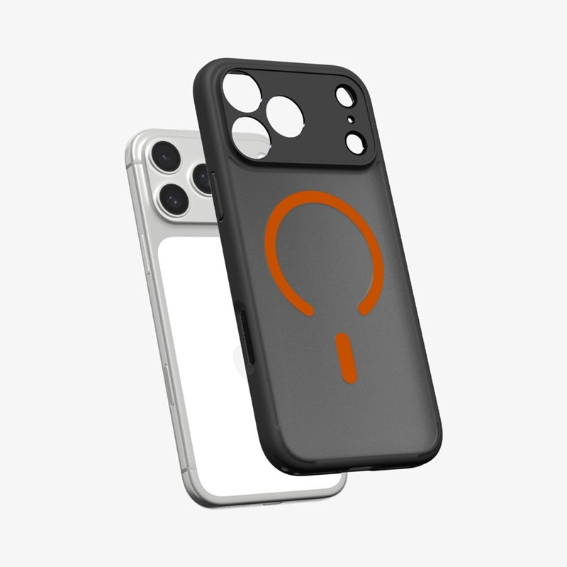 Spigen Ultra Hybrid Mag MagSafe dėklas, skirtas iPhone 17 Pro Max (Frost Black / Orange)