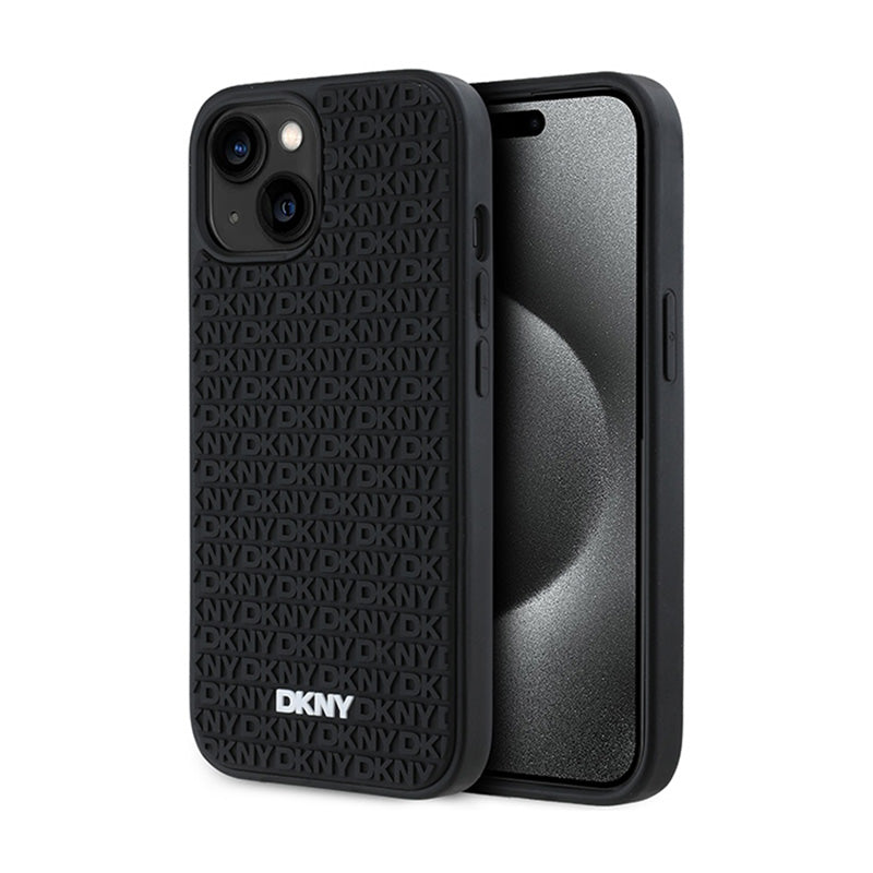 DKNY 3D guminio kartotinio rašto dėklas, skirtas „iPhone 15“ / 14 / 13 (juodas)