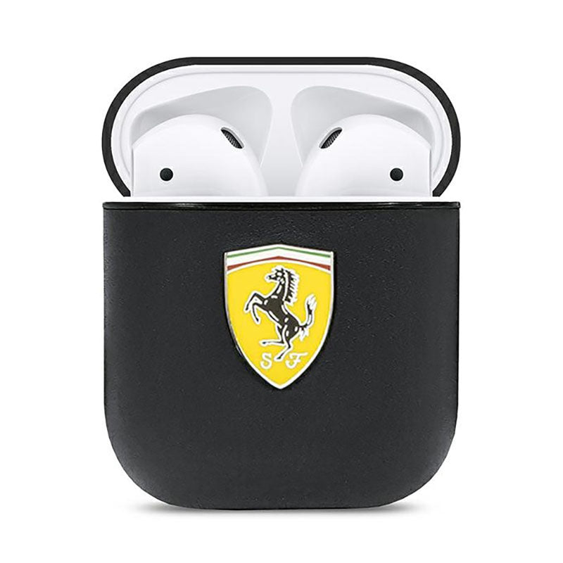 Ferrari On Track Leather – Dėklas, skirtas AirPods 1/2 gen (juodas)