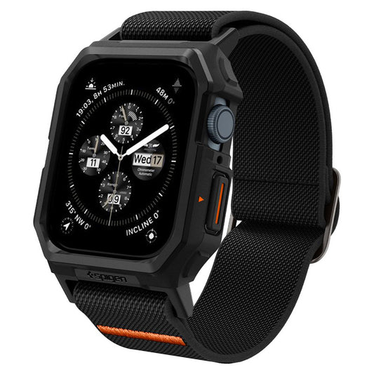 Spigen Lite Fit "Pro" - Dėklas su dirželiu, skirtas Apple Watch 4/5/6/7/8/9/SE 44/45 mm (Matte Black)