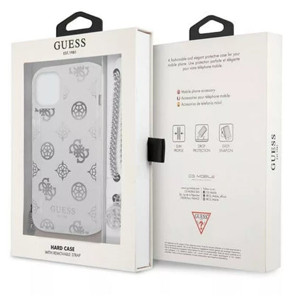 Guess Peony Chain Handle - Dėklas skirtas iPhone 13 mini (sidabrinis)