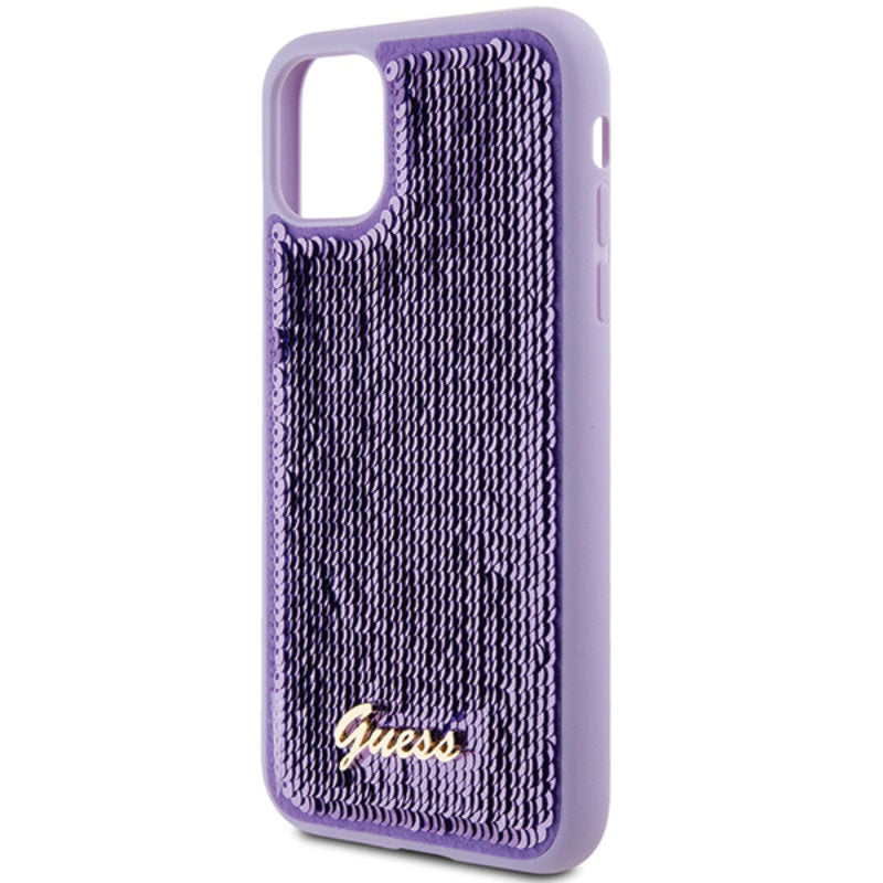 Guess Sequin Script Metal - iPhone 11 dėklas (violetinis)