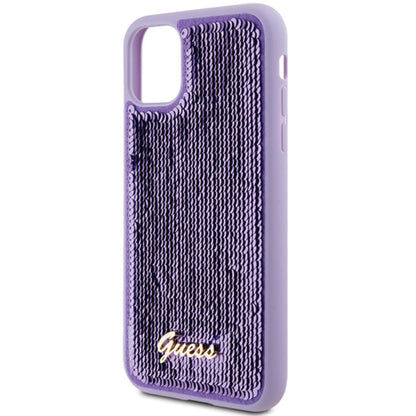 Guess Sequin Script Metal - iPhone 11 dėklas (violetinis)