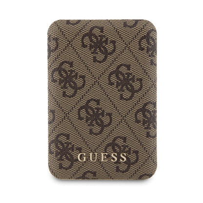 Guess Bundle Pack MagSafe 4G Metal Gold Logo - Dėklo rinkinys + Power Bank 5000mAh MagSafe iPhone 15 (ruda)