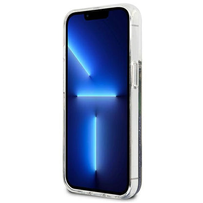 Guess Skysti blizgučiai ir Gėlė – Dėklas iPhone 13 Pro (Mėlyna)