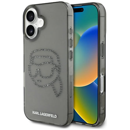 Karl Lagerfeld IML Rhinestones Karl Head – dėklas, skirtas „iPhone 16“ (juodas)