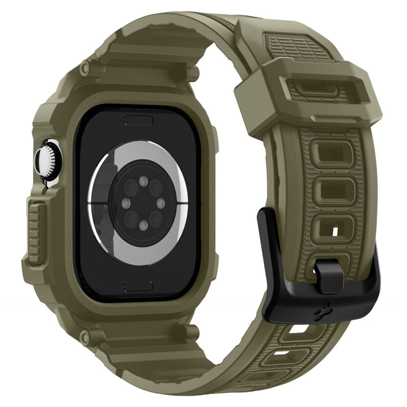 Spigen Rugged Armor Pro V2 – Dirželis su dėklu Apple Watch 10 / 11 46 mm (Vintage Khaki)