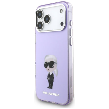 Karl Lagerfeld IML akvarelinis raštas su Karl & Choupette & Logo MagSafe - dėklas iPhone 17 Pro Max (Violetinis)