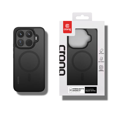 Crong Hybrid Matte Magnetic - Xiaomi 15T Pro MagSafe dėklas (juodas)