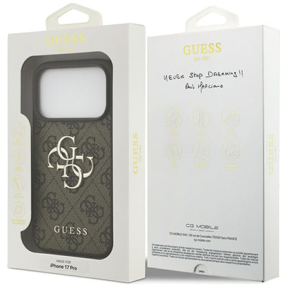 Guess 4G Didelio logotipo dėklas iPhone 17 Pro (rudas)