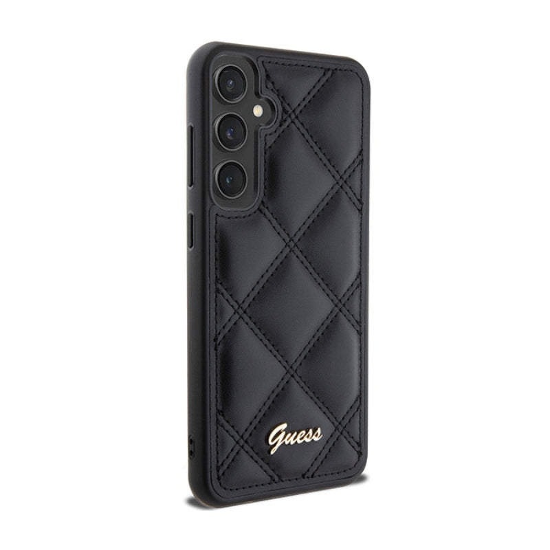Guess Quilted Metal Logo - Samsung Galaxy S23 FE dėklas (juodas)
