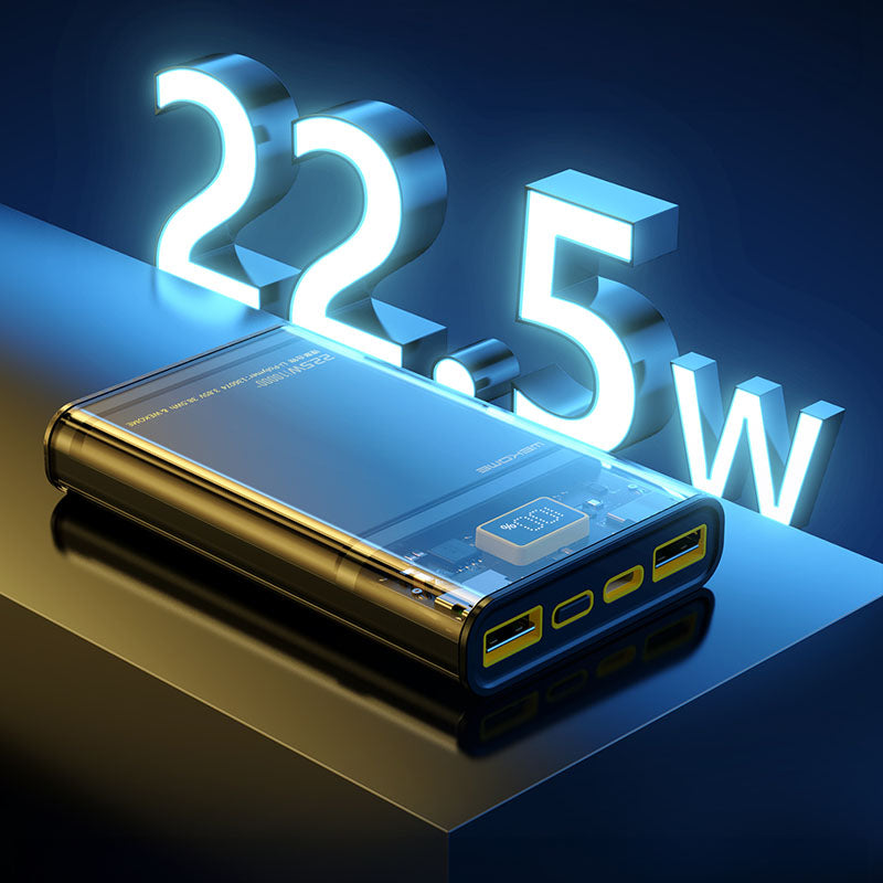 WEKOME WP-321 Vanguard serija – Power bank 20000 mAh Itin greitas įkrovimas PD 20W + QC 22.5W (Juoda / Permatoma)