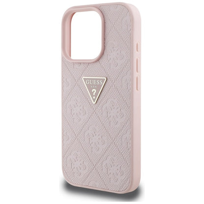 Guess Hot Stamp 4G Pattern Triangle Metal Logo - „iPhone 16 Pro“ dėklas (rožinis)