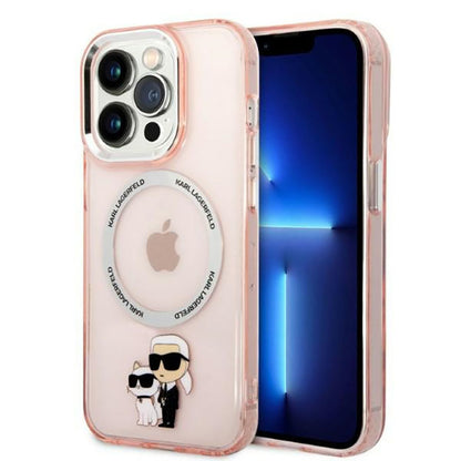 Karl Lagerfeld IML NFT Karl & Choupette MagSafe – dėklas, skirtas iPhone 14 Pro Max (rožinė)