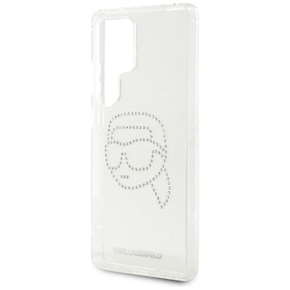 Karl Lagerfeld Rhinestones Karl Head Logo – dėklas, skirtas „Samsung Galaxy S25 Ultra“ (skaidrus)