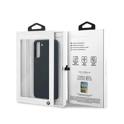 BMW silikoninis dėklas su parašo logotipu – skirtas Samsung Galaxy S21+ (tamsiai mėlynos spalvos)