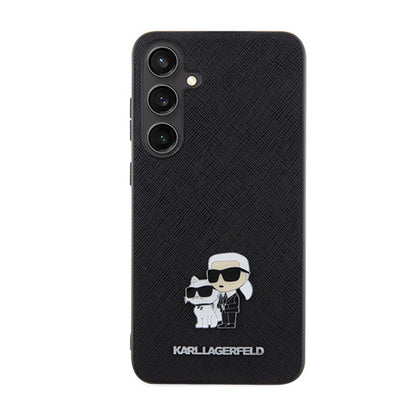 Karl Lagerfeld Saffiano Karl & Choupette Metal Pin – „Samsung Galaxy S24+“ dėklas (juodas)