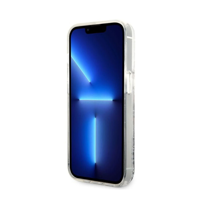 Karl Lagerfeld Liquid Glitter NFT Karl's Head – dėklas iPhone 14 Pro (sidabrinis)