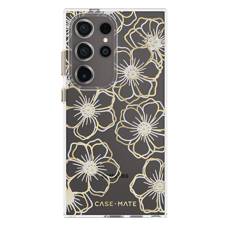 Case-Mate Floral Gems – Dėklas Samsung Galaxy S24 Ultra (Auksinis)