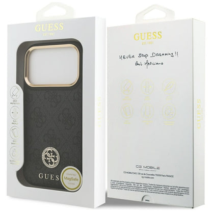 Guess 4G Strass Logo MagSafe dėklas iPhone 17 Pro (juodas)