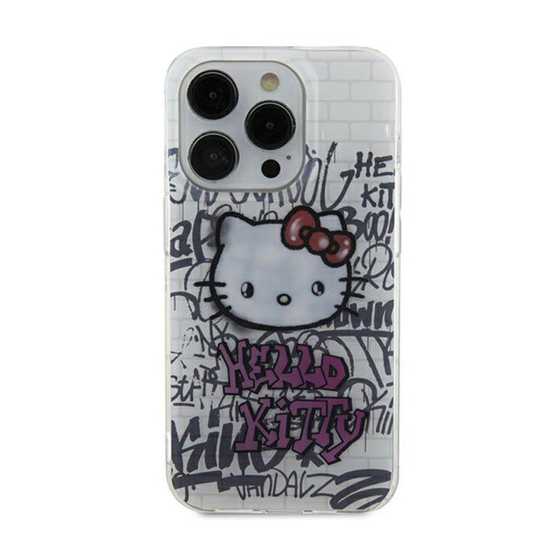 Hello Kitty IML Kitty On Bricks Graffiti – iPhone 15 dėklas (baltas)