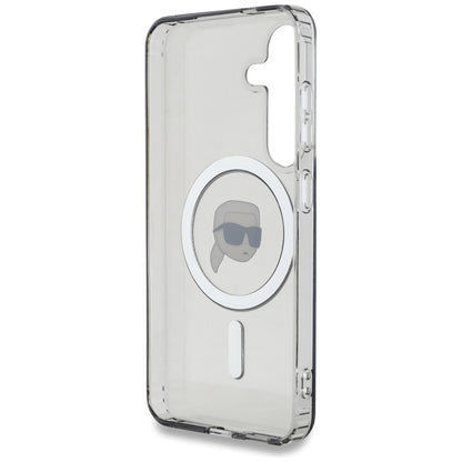 Karl Lagerfeld Button Karl Head Printed Logo MagSafe - dėklas, skirtas Samsung Galaxy S25 (juoda)