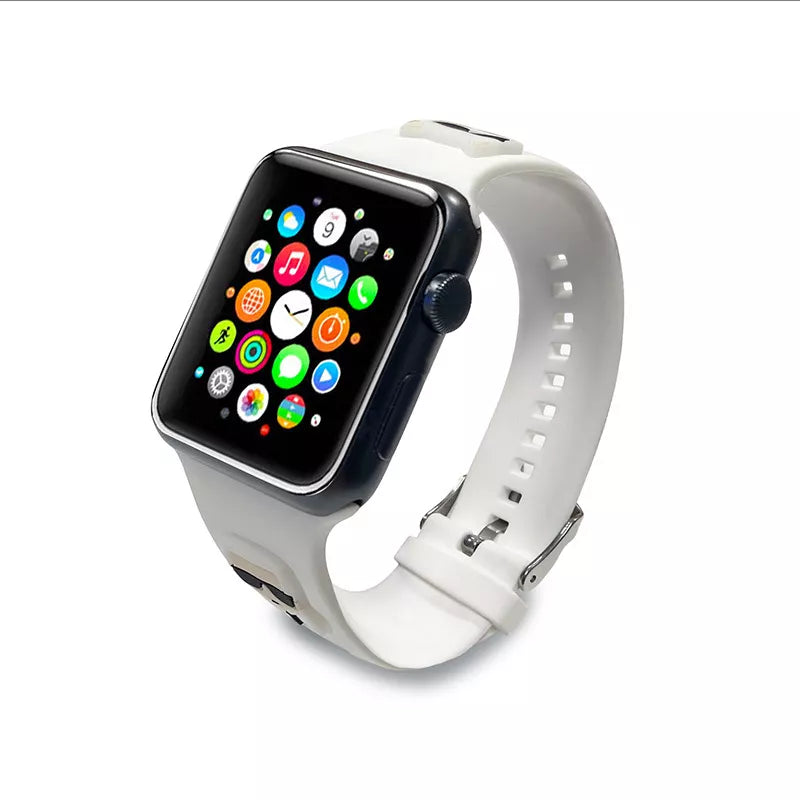 Karl Lagerfeld Silicone Karl & Choupette Heads - laikrodžio apyrankė, skirta Apple Watch 42/44/45 mm (balta)