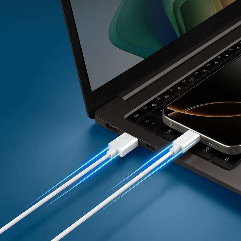 Spigen EB6020AC Essential – USB-A į USB-C kabelis PD 60W 2m (Baltas)