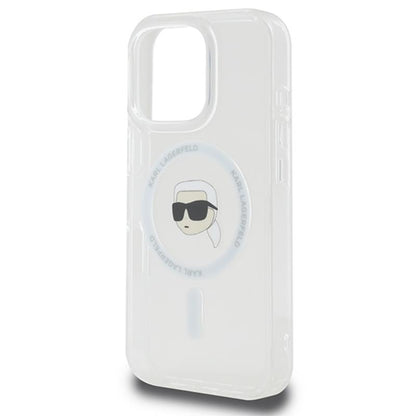 Karl Lagerfeld IML Metal Karl Head MagSafe - dėklas iPhone 16 Pro Max (baltas)