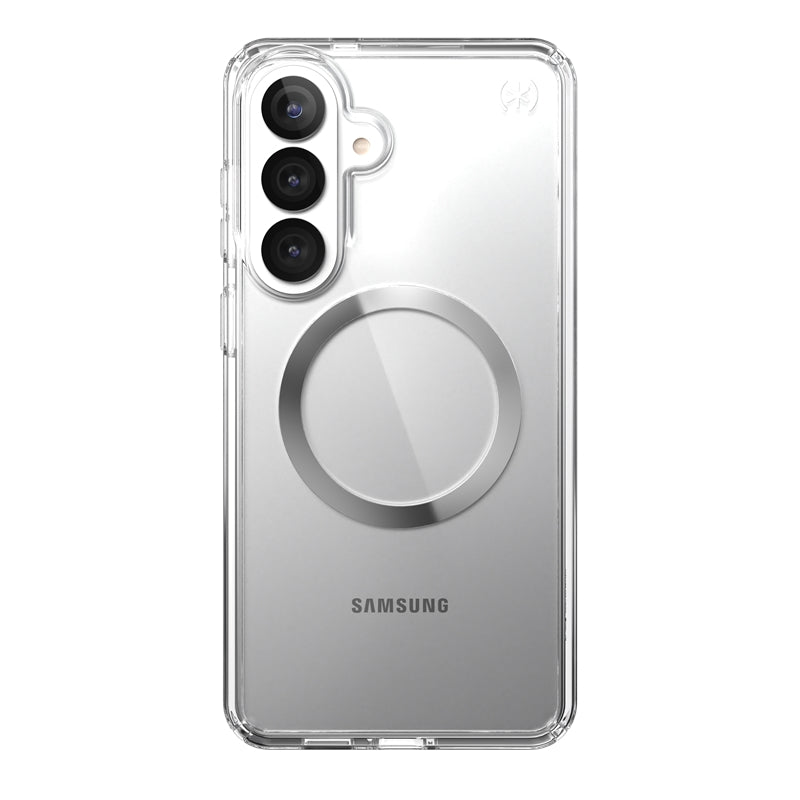 Speck Presidio Perfect-Clear Magnet – Samsung Galaxy S26+ MagSafe dėklas (Skaidrus/Skaidrus/Sidabrinis)