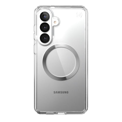 Speck Presidio Perfect-Clear Magnet – Samsung Galaxy S26+ MagSafe dėklas (Skaidrus/Skaidrus/Sidabrinis)