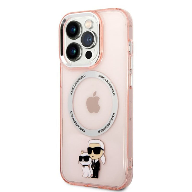 Karl Lagerfeld IML NFT Karl & Choupette MagSafe – dėklas, skirtas iPhone 14 Pro Max (rožinė)