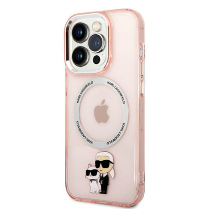 Karl Lagerfeld IML NFT Karl & Choupette MagSafe – dėklas, skirtas iPhone 14 Pro Max (rožinė)