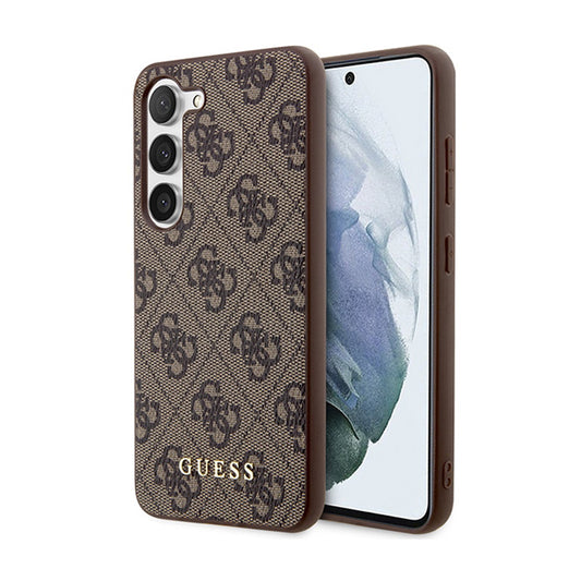 Guess 4G Metal Gold Logo – dėklas, skirtas „Samsung Galaxy S24+“ (ruda)