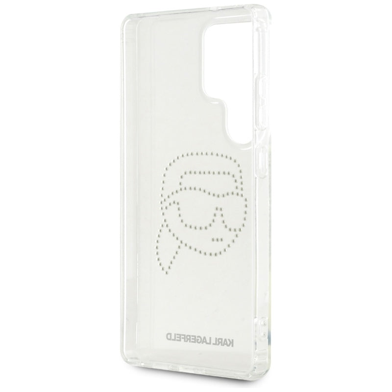 Karl Lagerfeld Rhinestones Karl Head Logo – dėklas, skirtas „Samsung Galaxy S25 Ultra“ (skaidrus)