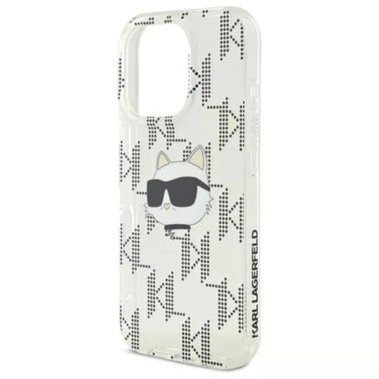 Karl Lagerfeld IML Choupette Galva Elektro dengtas Dėklas iPhone 16 Pro Max (skaidrus)