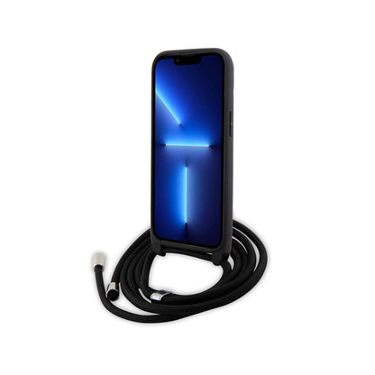 Karl Lagerfeld krepšys per petį Saffiano Metal Pin Karl & Choupette – dėklas, skirtas „iPhone 15“ (juodas)