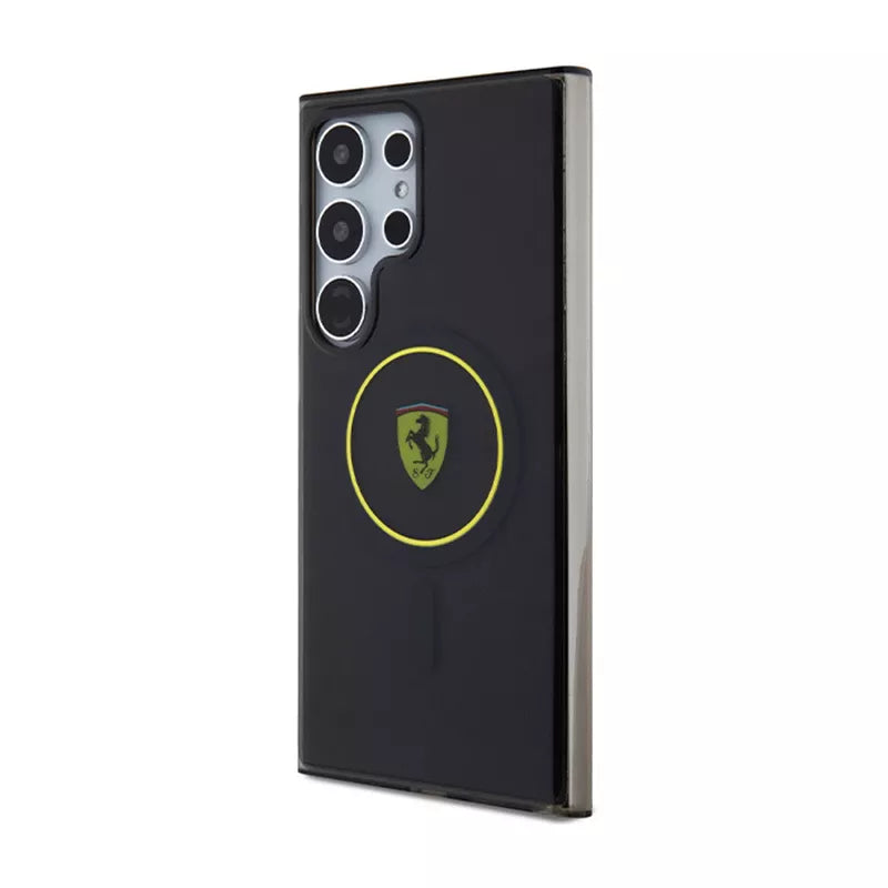 Ferrari IML Dūminis vidinis ratas su linija MagSafe - dėklas, skirtas Samsung Galaxy S24 Ultra (juodas)